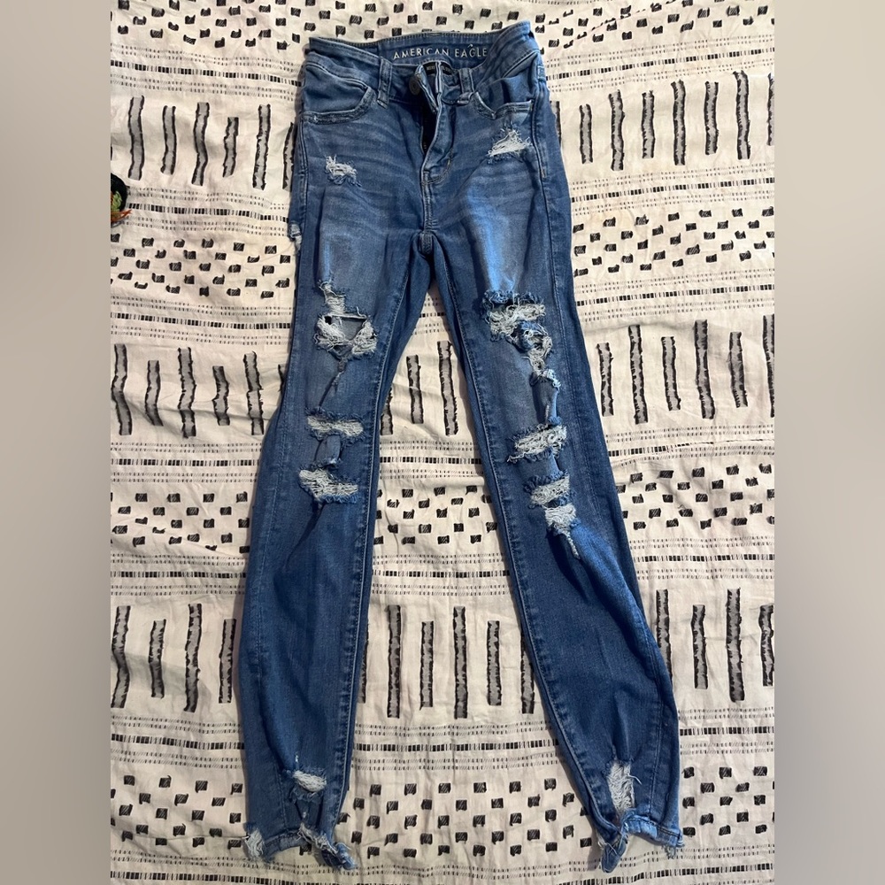 American eagle ripped jeans, next level stretch, size 000